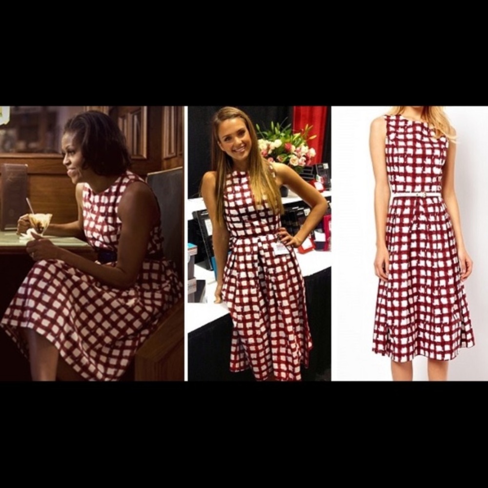 ASOS Midi Red Check Dress Size 6